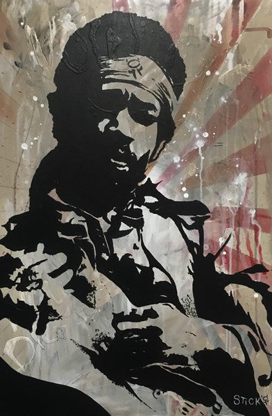 Painted image of Jimi Hendrix 