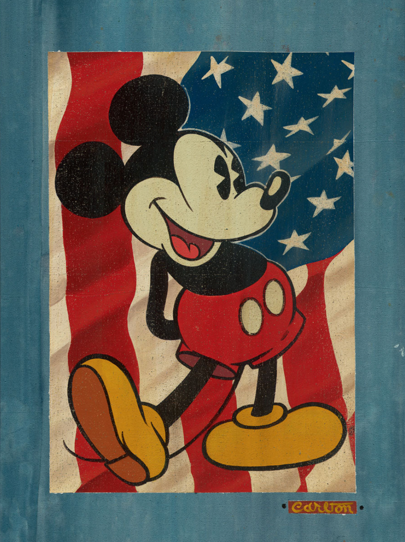 Classic Mickey Mouse agains USA flag background
